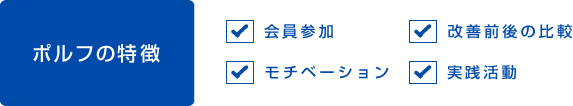 ポルフの特徴 会員参加 改善前後の比較 モチベーション 実践活動