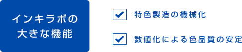 インキラボの大きな機能 特色製造の機械化 数値化による色品質の安定